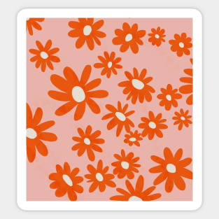 orange retro floral Sticker